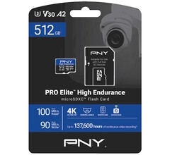 PNY PRO Elite High Endurance microSD 闪存卡可用于车身、仪表盘和安全摄像机的连续视频录制。(图片来源：PNY）