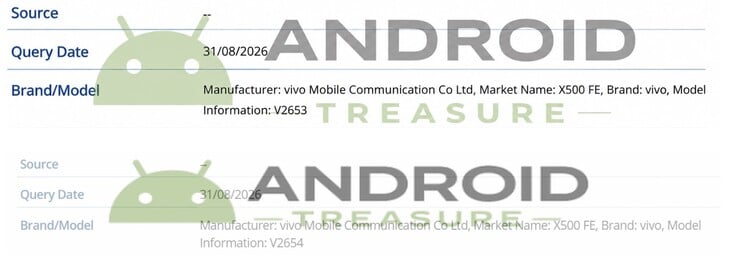 IMEI 列表确认了 Vivo X500 FE 这一名称。