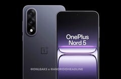 OnePlus Nord 5 采用全新设计，摄像头凸起呈药丸状（图片来源：@OnLeaks /Android Headlines）。