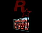 带有《GTA 6》发布日期倒计时时钟的 Rockstar Games 徽标