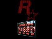 带有《GTA 6》发布日期倒计时时钟的 Rockstar Games 徽标