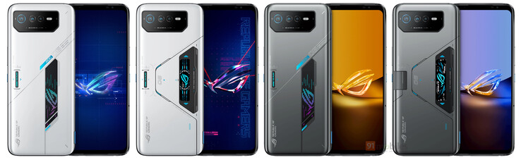 ROG Phone 6、6 Pro、6D和6D Ultimate的对比图（从左到右）。(来源：91Mobiles)