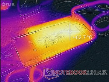 当长时间运行高负荷时，AC适配器会非常热，超过62℃。