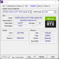 CPU-Z。NvidiaGeForce RTX 3050