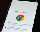 智能手机上显示的 Google Chrome 欢迎屏幕,带有 Chrome 徽标