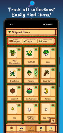 冈瑟图书馆应用程序中的物品数据库。(图片来源：Google Play 商店）