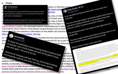Adobe 用户对软件使用条款的修改感到不满，这些修改引发了关于 Adobe 计划如何使用用户内容的问题。(图片来源：Adobe / X - 已编辑）