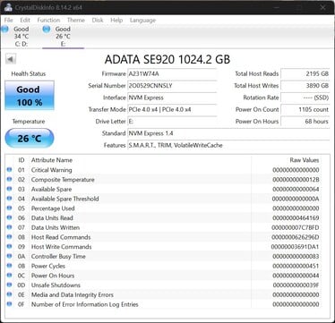 ADATA SE920 支持 PCIe 4.0 x4