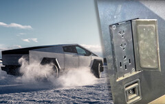 特斯拉 Cybertruck 似乎有三个安装在车床上的电源插座,为未来的车主提供了一定程度的多功能性。(图片来源:YouTube 上的 TFLEV)