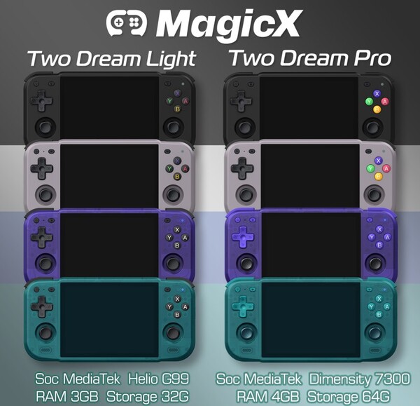 MagicX Two Dream Light 和 Two Dream Pro 各有四种颜色可供选择。