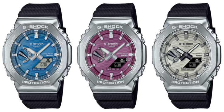 从左至右：卡西欧 GBM-2100A-2B、GBM-2100A-4B 和 GBM-2100A-8B。(图片来源：卡西欧）