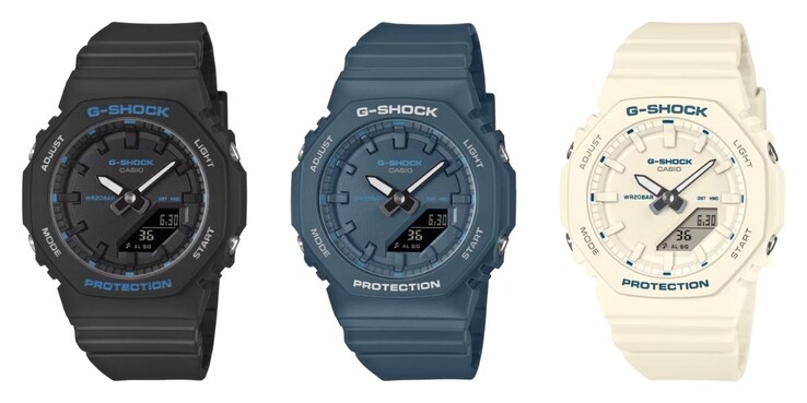 从左至右：卡西欧 G-Shock GMA-P2100BA-1A、GMA-P2100BA-2A 和 GMA-P2100BA-7A 手表。(图片来源：卡西欧）