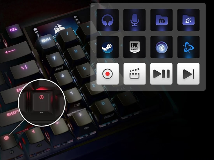 专用的 Stream Deck 启动按钮可打开虚拟面板，并提供无限制的可编程热键阵列