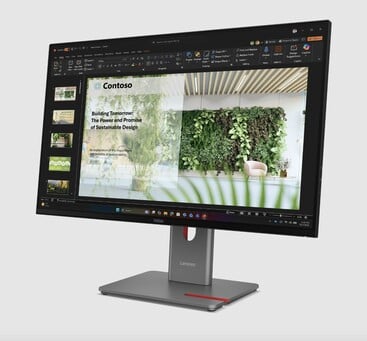 联想 P27UL OLED 显示器的正面视图。