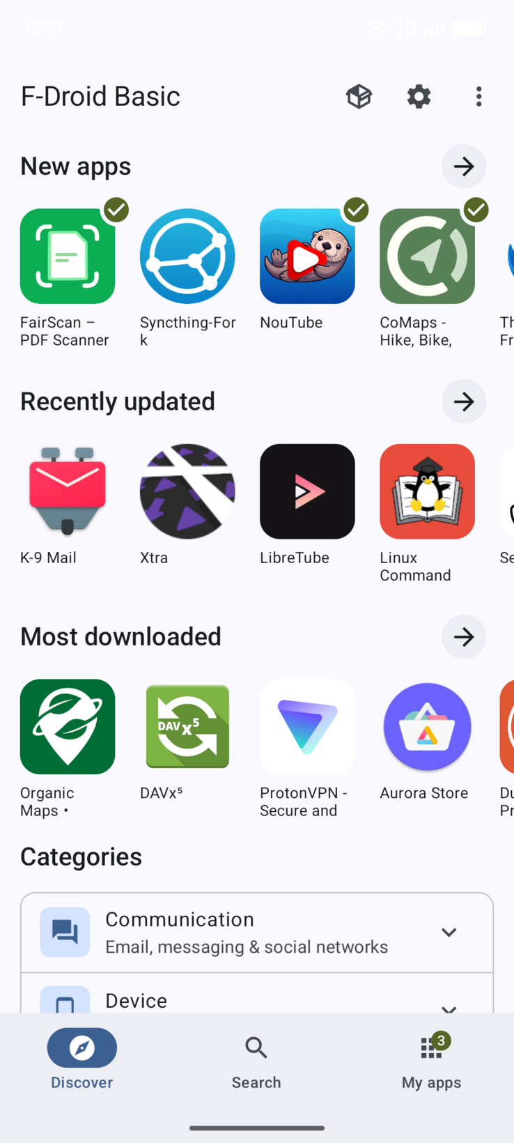 重新设计的 F-droid 应用界面