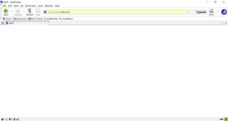 版本 2.53.22:Stuff.co.nz 完全无法加载,这与基于 Firefox 128 的 2.53.21 版本完全不同(图片来源:屏幕截图 - Notebookcheck)