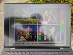 在明亮阴天的室外。由于眩光较少，能见度比 OLED 面板更高