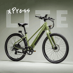 松绿色配色的 Lectric XPress Lite 电动自行车