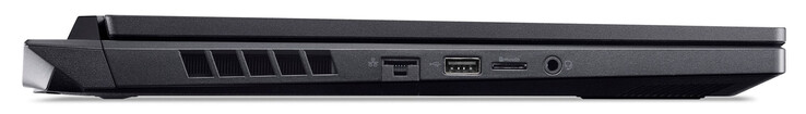 左侧：千兆以太网，USB2.0（USB-A），存储卡读卡器（MicroSD），音频插孔组合