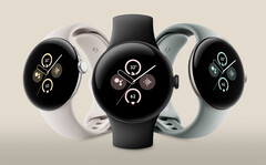 Pixel Watch 2 四种颜色组合中的三种。(图片来源：@evleaks）