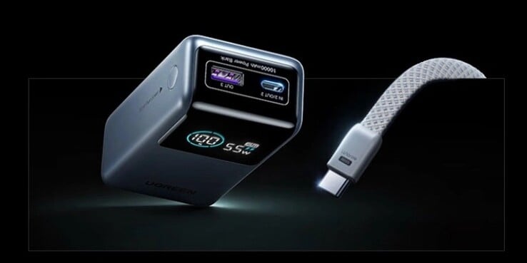 内置线缆快速充电功能的 Ugreen 55W Power Bank。(图片来源：Ugreen）