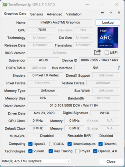 GPU-Z 英特尔弧形图形处理器