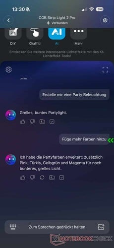 AI Lighting Bot 支持文本输入和语音交互。