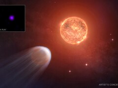 行星 TOI 1227 b 及其恒星的概念图（图片来源：NASA、CXC、SAO 和 M. Weiss；已裁剪）