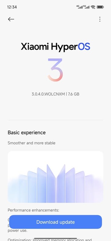 红米 Turbo 4 Pro 稳定版 HyperOS 3 更新。(图片来源：Reddit 用户 u/h3lione）