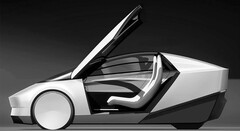 特斯拉的 Robotaxi 概念车（图片：沃尔特-艾萨克森/埃隆-马斯克简介）