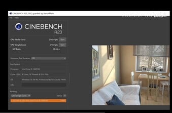 14901KE 通过 Cinebench R23 进行了基准测试