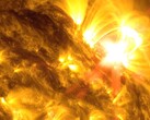 太阳耀斑高峰期威胁着全球定位系统、卫星、航班、电网和全球电子设备。(资料来源：美国国家航空航天局/天文台）
