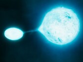 显示一颗中子星和另一颗恒星的插图。