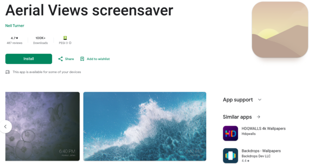 Android TV 的 Aerial Screensaver 应用程序将为您的设备提供与Apple TV 相同的屏保，但也可用于直接从 NAS 获取图像和视频（图片来源：AerialViews / Google Play）