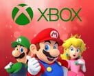 马里奥和其他任天堂角色位于 Xbox 徽标下方（图片来源：任天堂美国公司，Xbox 游戏，有编辑）
