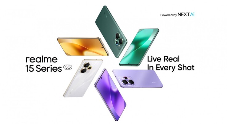 Realme 15 Pro 有流光银、天鹅绒绿和丝绸紫三种配色（图片来源：Realme）