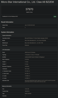 AMD Ryzen Z2 Extreme Geekbench GPU OpenCL（图片来源：Geekbench）