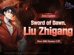 介绍 SSR 猎人刘志刚的《黎明之剑》角色旗帜官方宣传图。