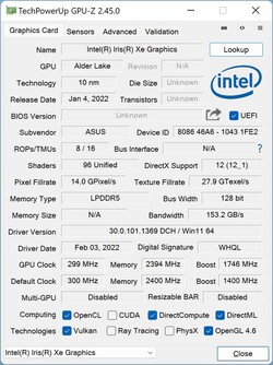 GPU-Z Iris Xe Graphics G7