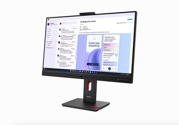 新款联想 ThinkVision T32UD 显示器的正面视图。