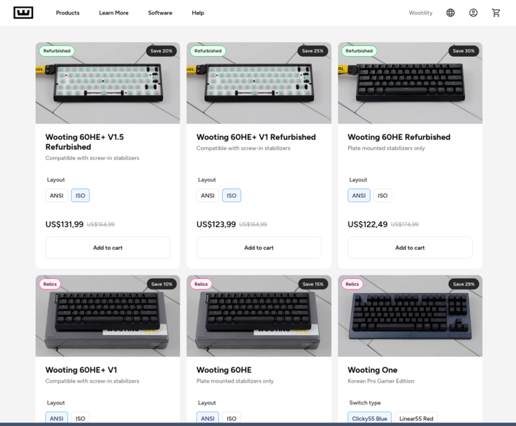 Wooting Respawn 商店示例。(图片来源：Wooting）