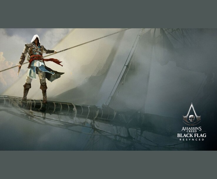 刺客信条：黑旗（Assassin's Creed Black Flag Resynced）》官方图片显示爱德华-肯维（Edward Kenway）站在船桅上。