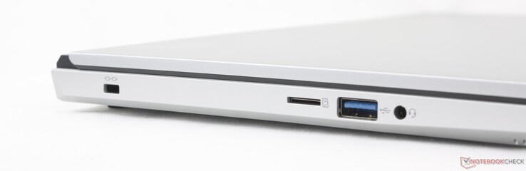 左：Kensington Lock、MicroSD 读卡器、USB-A 3.2 Gen.1、3.5 毫米耳机