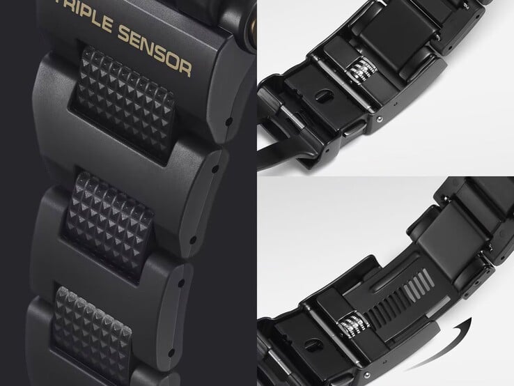 Frogman GWF-D1000BC-1JF 采用金属与树脂复合表带及可调节延长机构。