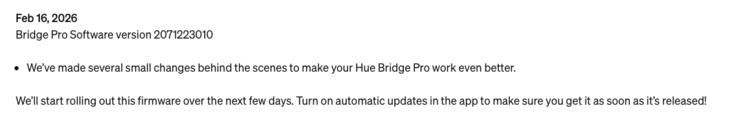 飞利浦 Hue Bridge Pro 软件 2071223010 版发布说明