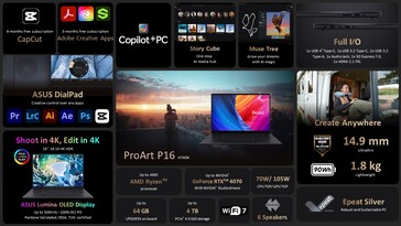 华硕 ProArt P16 H7606：功能。(来源：华硕）