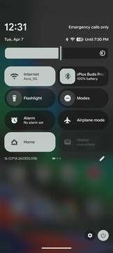 带快速设置的通知遮光罩