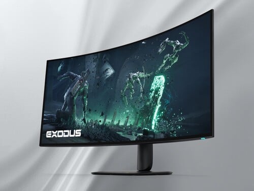 展示 Alienware AW3926QW 5K OLED 显示器的弧度