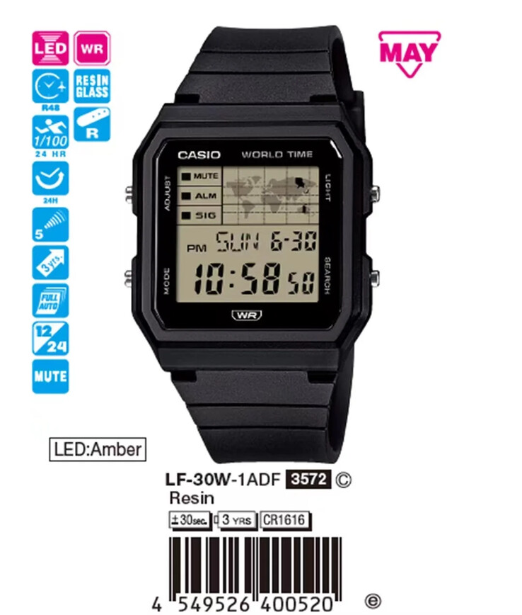 卡西欧 LF-30W-1A 腕表。(图片来源：Watchstore.vn）