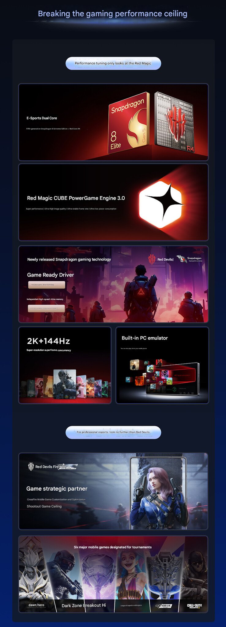 RedMagic 11 Pro 以游戏为中心的功能（图片来源：RedMagic - 机器翻译）